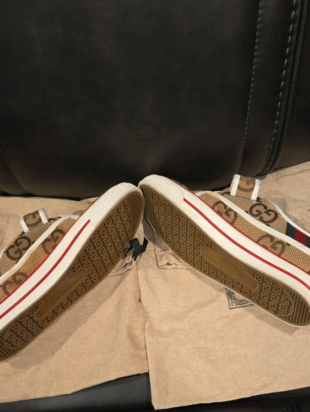 Gucci Tennis 1977 Velcro Sneakers in Jumbo GG monogram canvas.